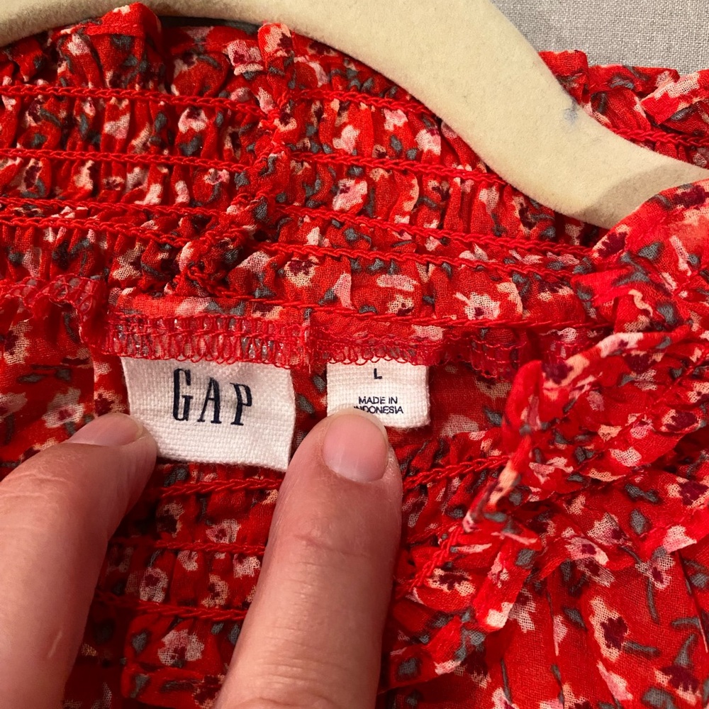 Gap long sleeve red blouse with floral pattern - Picture 4 of 4